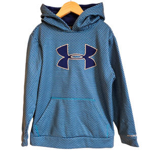 Under Armour Loose Fit Hoodie Logo Blue Unisex Youth Size XSmall